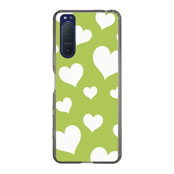 スリムプロテクションケース［ Dot Hearts - Green ］