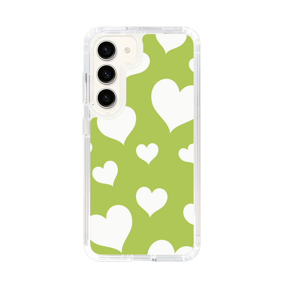 スリムプロテクションケース［ Dot Hearts - Green ］