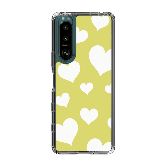 スリムプロテクションケース［ Dot Hearts - Yellow ］