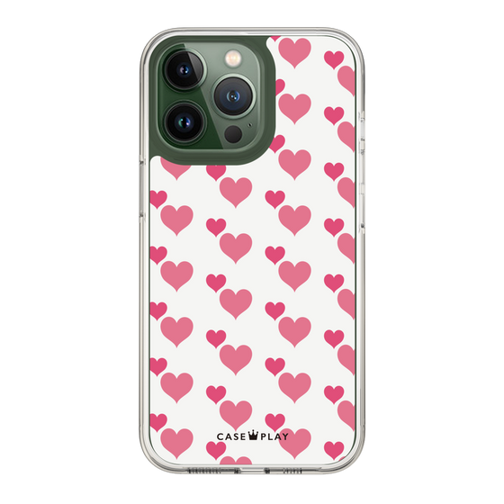 スリムプロテクションケース［ Stripe Hearts - Pink ］