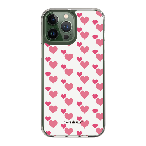 スリムプロテクションケース［ Stripe Hearts - Pink ］