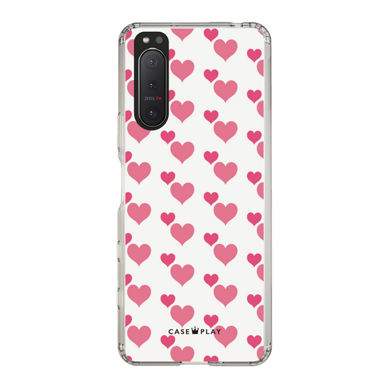 スリムプロテクションケース［ Stripe Hearts - Pink ］