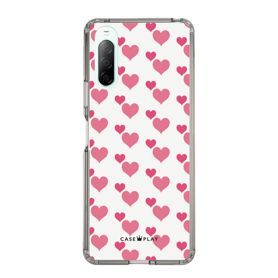 スリムプロテクションケース［ Stripe Hearts - Pink ］