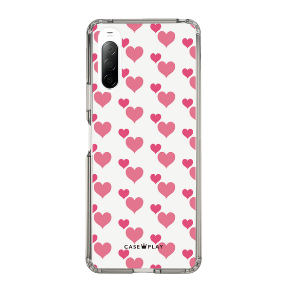 スリムプロテクションケース［ Stripe Hearts - Pink ］