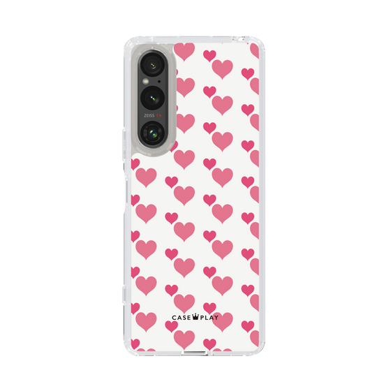 スリムプロテクションケース［ Stripe Hearts - Pink ］