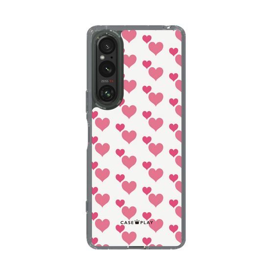スリムプロテクションケース［ Stripe Hearts - Pink ］