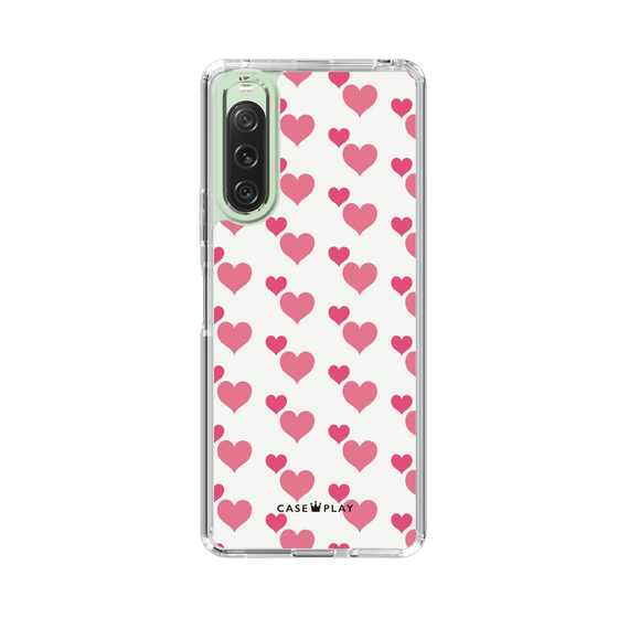 スリムプロテクションケース［ Stripe Hearts - Pink ］