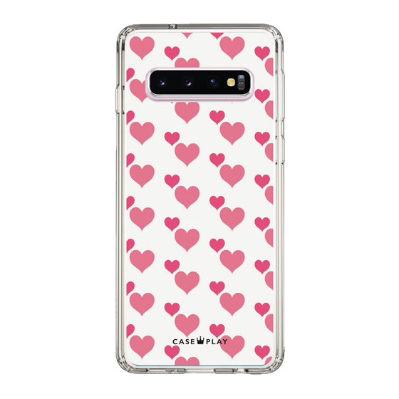 スリムプロテクションケース［ Stripe Hearts - Pink ］