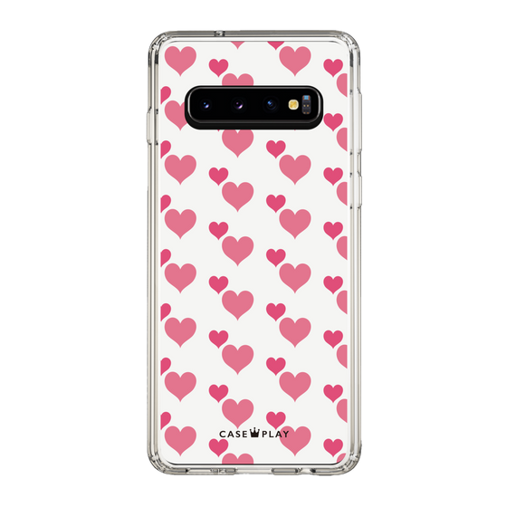スリムプロテクションケース［ Stripe Hearts - Pink ］
