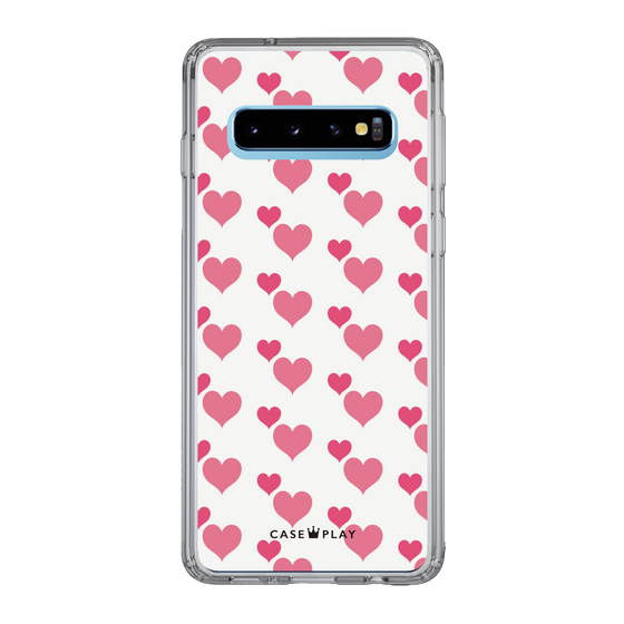 スリムプロテクションケース［ Stripe Hearts - Pink ］