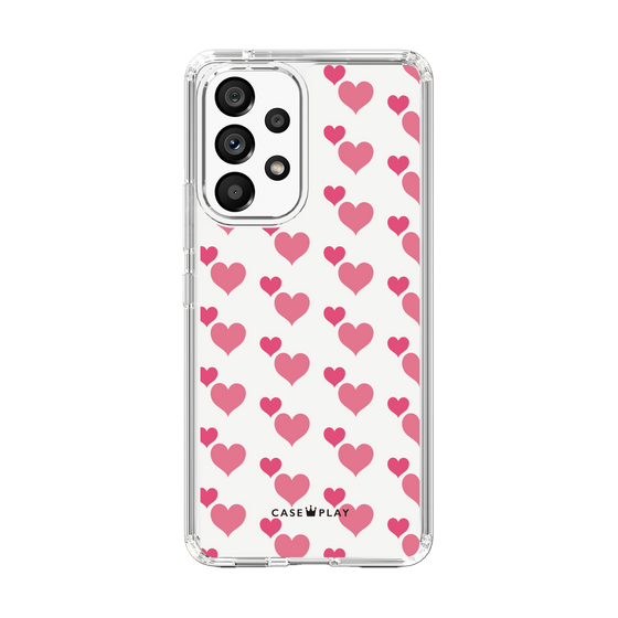 スリムプロテクションケース［ Stripe Hearts - Pink ］