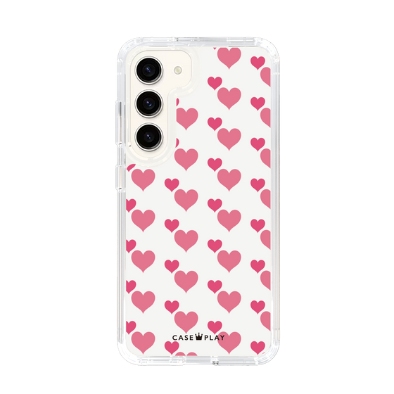 スリムプロテクションケース［ Stripe Hearts - Pink ］