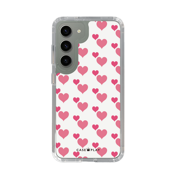 スリムプロテクションケース［ Stripe Hearts - Pink ］