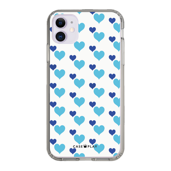 スリムプロテクションケース［ Stripe Hearts - Blue ］