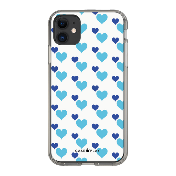 スリムプロテクションケース［ Stripe Hearts - Blue ］