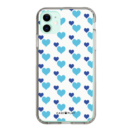 スリムプロテクションケース［ Stripe Hearts - Blue ］