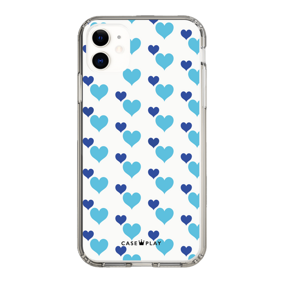 スリムプロテクションケース［ Stripe Hearts - Blue ］