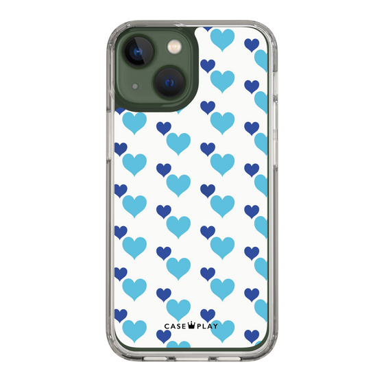 スリムプロテクションケース［ Stripe Hearts - Blue ］