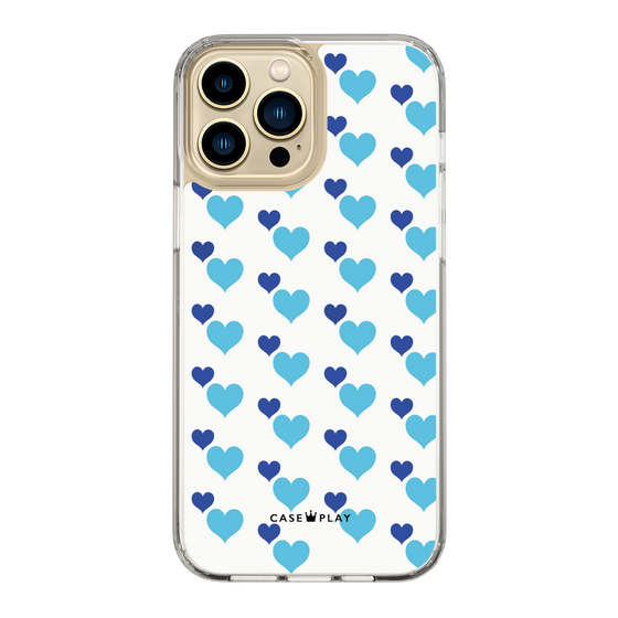 スリムプロテクションケース［ Stripe Hearts - Blue ］
