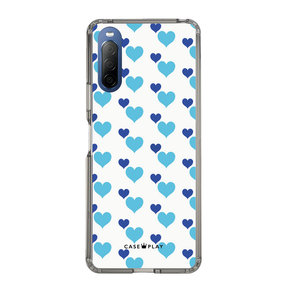 スリムプロテクションケース［ Stripe Hearts - Blue ］