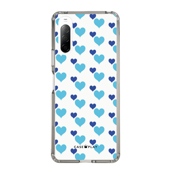 スリムプロテクションケース［ Stripe Hearts - Blue ］