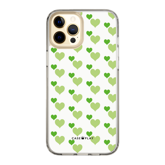 スリムプロテクションケース［ Stripe Hearts - Green ］