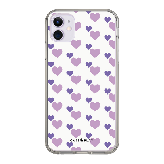 スリムプロテクションケース［ Stripe Hearts - Purple ］