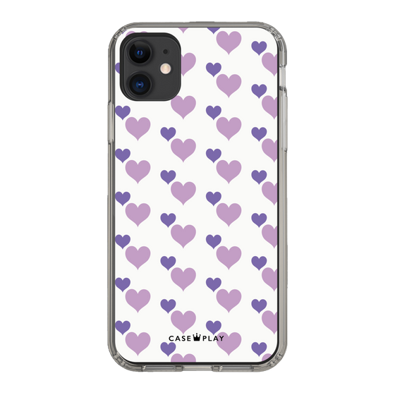 スリムプロテクションケース［ Stripe Hearts - Purple ］