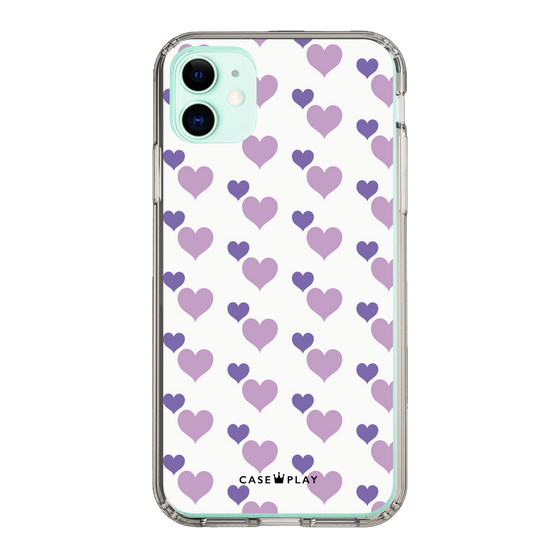 スリムプロテクションケース［ Stripe Hearts - Purple ］