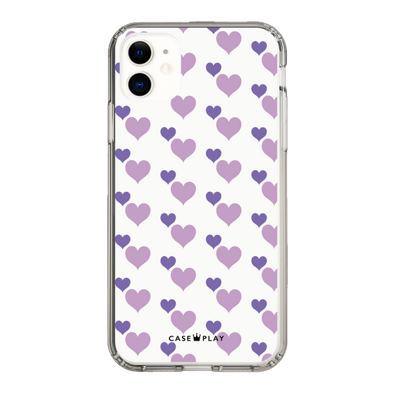 スリムプロテクションケース［ Stripe Hearts - Purple ］