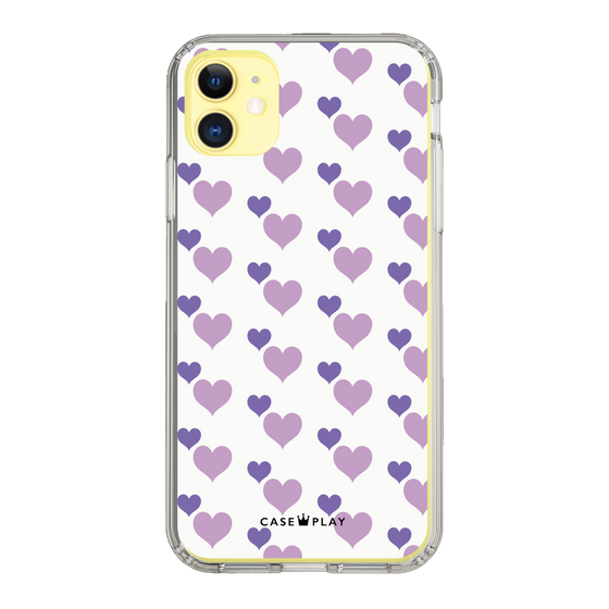 スリムプロテクションケース［ Stripe Hearts - Purple ］