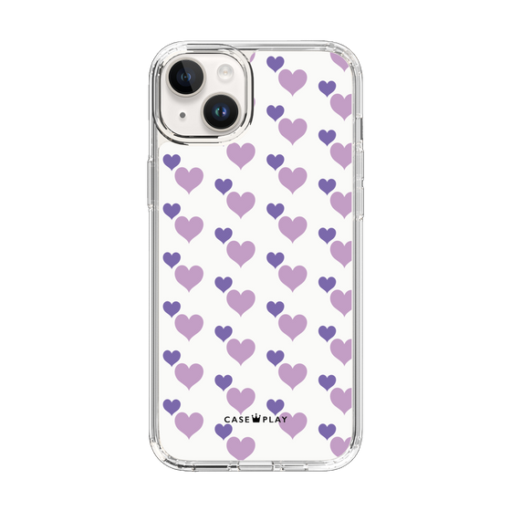 スリムプロテクションケース［ Stripe Hearts - Purple ］