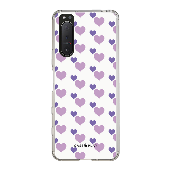 スリムプロテクションケース［ Stripe Hearts - Purple ］