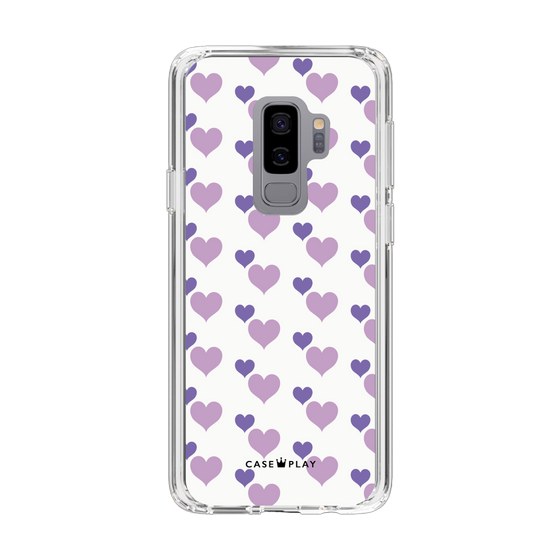 スリムプロテクションケース［ Stripe Hearts - Purple ］