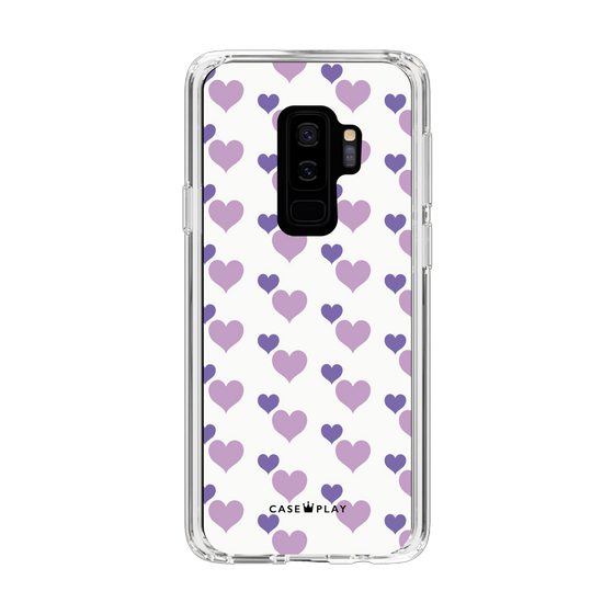 スリムプロテクションケース［ Stripe Hearts - Purple ］
