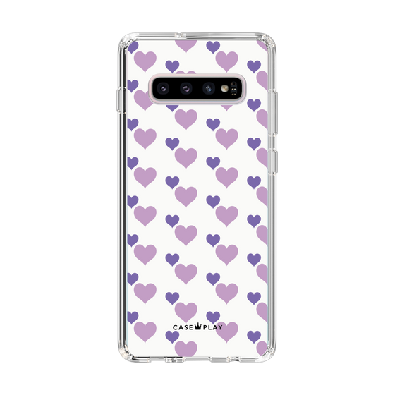 スリムプロテクションケース［ Stripe Hearts - Purple ］