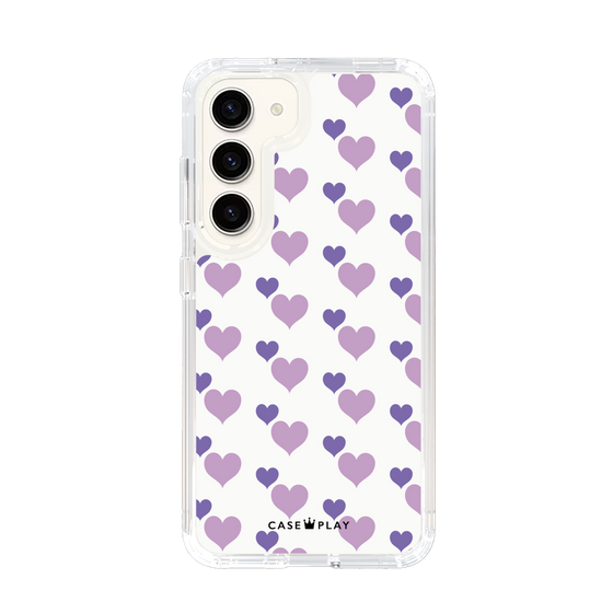 スリムプロテクションケース［ Stripe Hearts - Purple ］