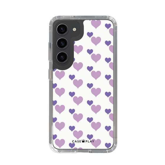 スリムプロテクションケース［ Stripe Hearts - Purple ］