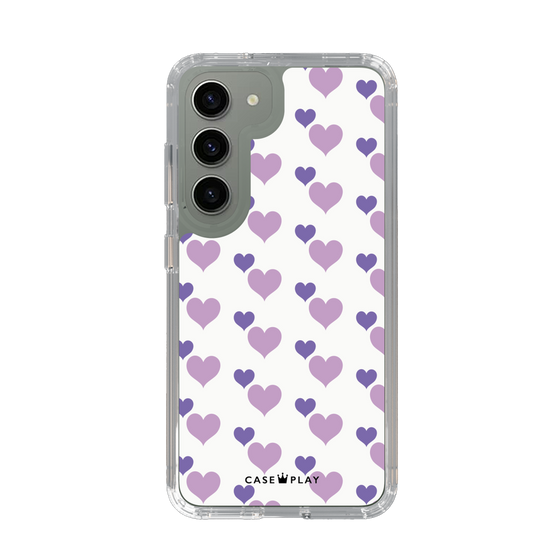 スリムプロテクションケース［ Stripe Hearts - Purple ］