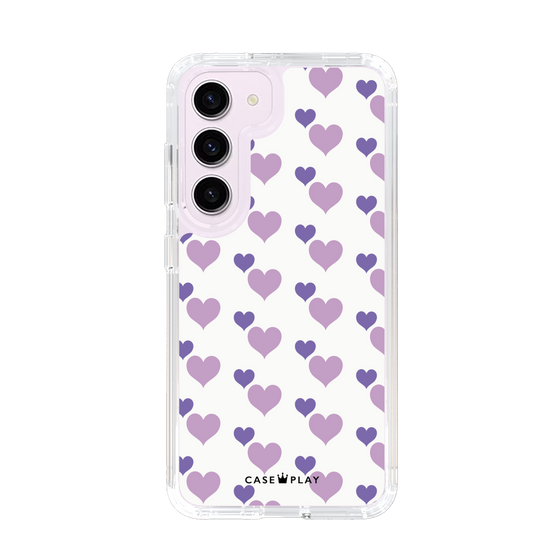 スリムプロテクションケース［ Stripe Hearts - Purple ］