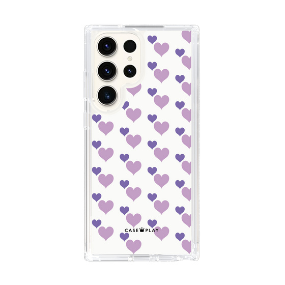 スリムプロテクションケース［ Stripe Hearts - Purple ］