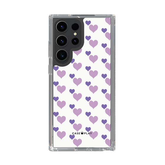 スリムプロテクションケース［ Stripe Hearts - Purple ］