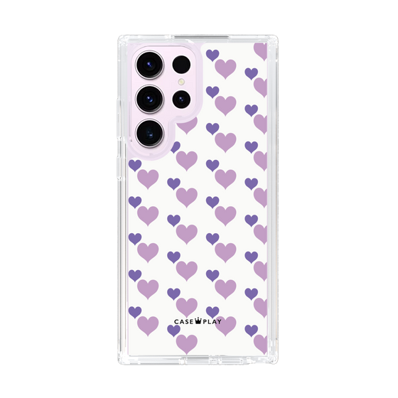 スリムプロテクションケース［ Stripe Hearts - Purple ］