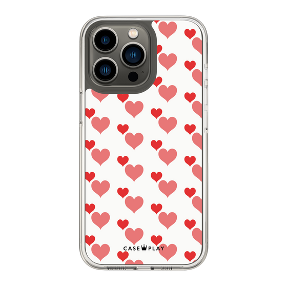 スリムプロテクションケース［ Stripe Hearts - Red ］