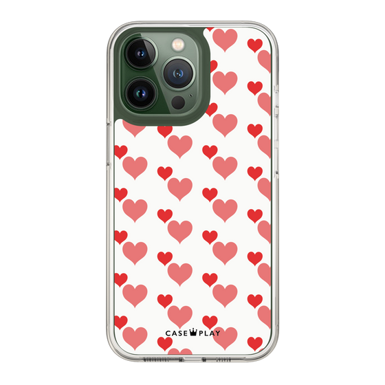 スリムプロテクションケース［ Stripe Hearts - Red ］