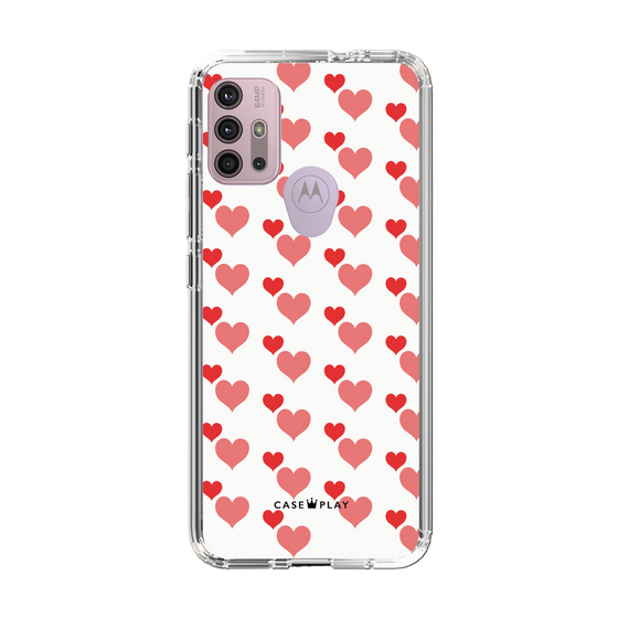 スリムプロテクションケース［ Stripe Hearts - Red ］