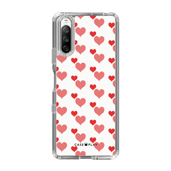 スリムプロテクションケース［ Stripe Hearts - Red ］