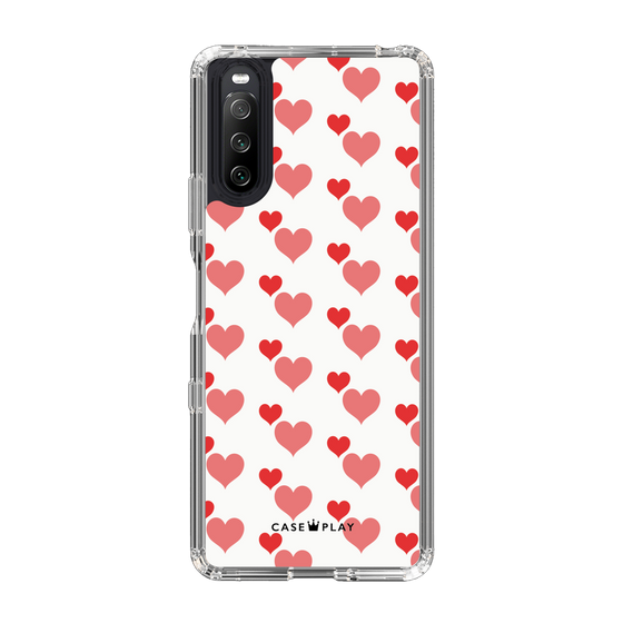 スリムプロテクションケース［ Stripe Hearts - Red ］