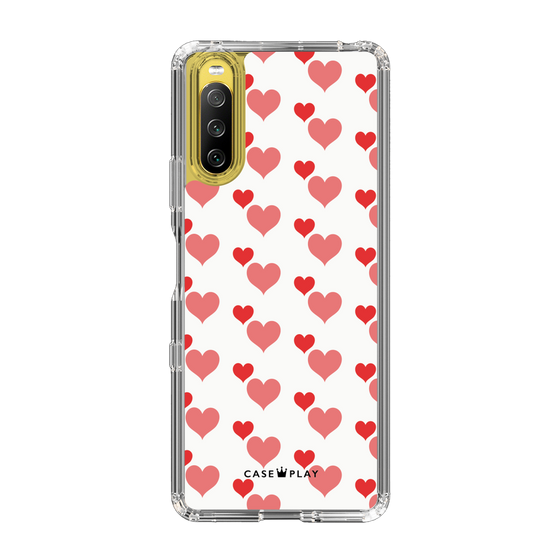 スリムプロテクションケース［ Stripe Hearts - Red ］