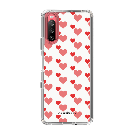 スリムプロテクションケース［ Stripe Hearts - Red ］
